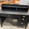 Compact Black Desk with Monitor Shelf