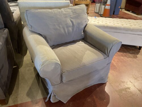 POTTERY BARN Armchair with Light Grey Slipcovered