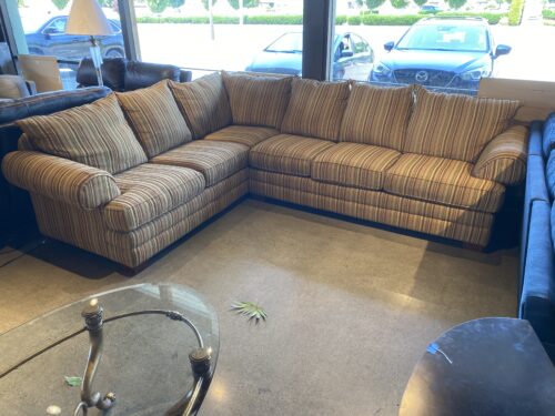BASSETT Multicolored Striped L Shaped Sectional