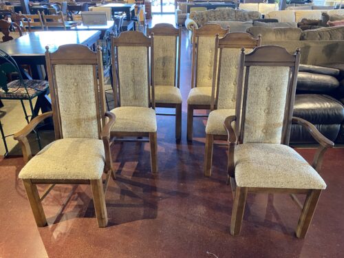 Set of 6 Tan Tweed Dining Chairs