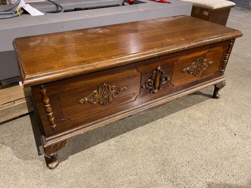 Antique Wooden Chest with Decorative Front