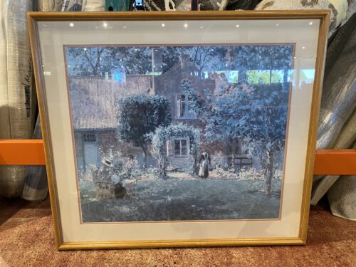Unpretentious Garden By Gari Melchers Print with Gold Frame