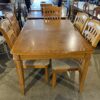 Oak Dining Table with 6 Ladder Back Chairs and Additional Leaf