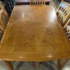 Oak Dining Table with 6 Ladder Back Chairs and Additional Leaf