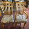 Oak Dining Table with 6 Ladder Back Chairs and Additional Leaf
