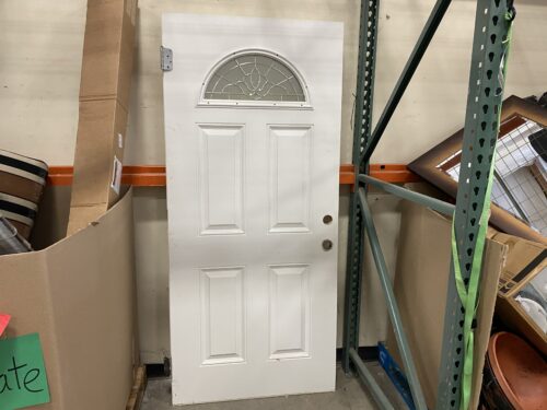 Traditional White Floral Entry Door