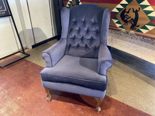 Blue Velvet Wingback Armchair