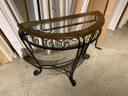 Semi Circle Console Table with Glass Top