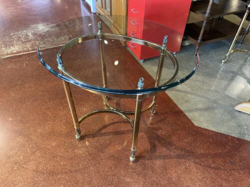 Brass Framed End Table with Glass Top