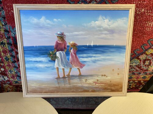 Mother and Daughter at the Beach by P. Watkins