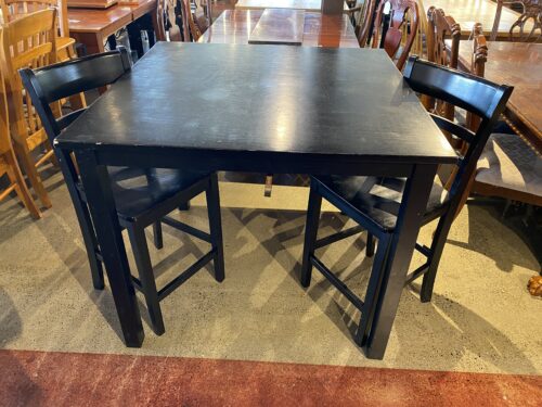 Tall Black Table with Two Matching Chairs
