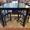 Tall Black Table with Two Matching Chairs