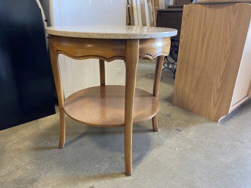 Round Marble Top Two Tier Side Table