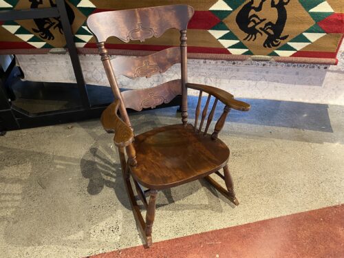 Vintage Wooden Rocker with Carved Details