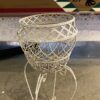 White Metal Plant Stand with Scrollwork
