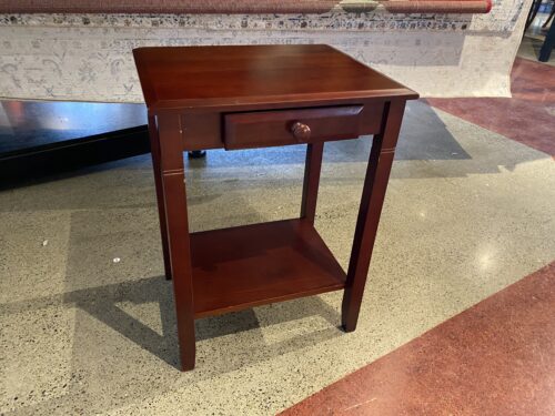 Cherry Finish Accent Table with Drawer and Shelf