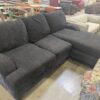Charcoal Striped Swoop Arm Sectional Sofa