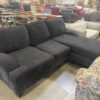 Charcoal Striped Swoop Arm Sectional Sofa