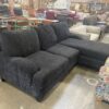 Charcoal Striped Swoop Arm Sectional Sofa