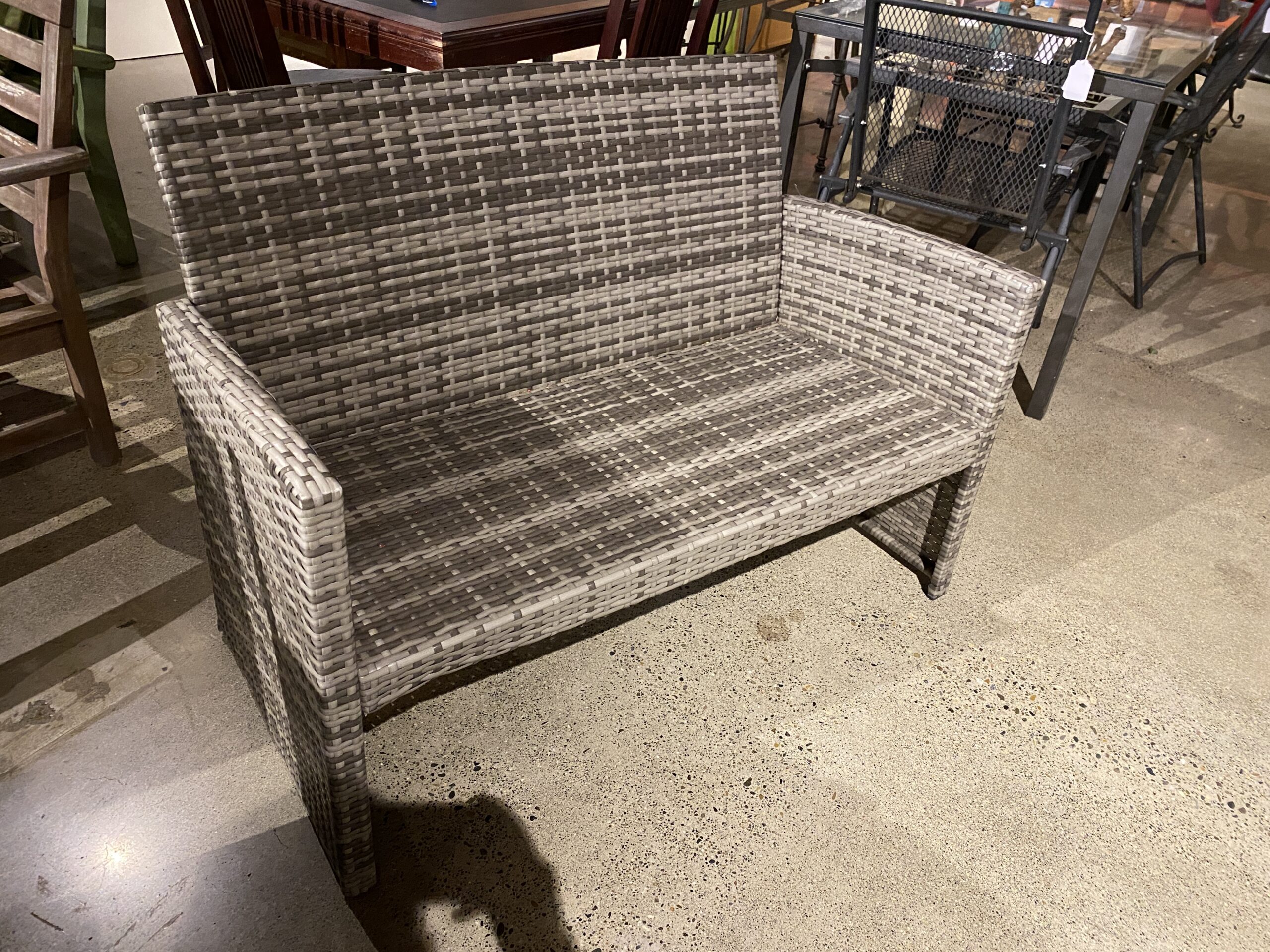 Outdoor Grey Wicker Loveseat