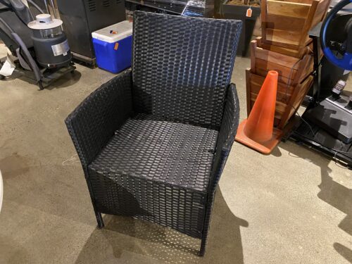 Contemporary Black Woven Rattan Outdoor Armchair
