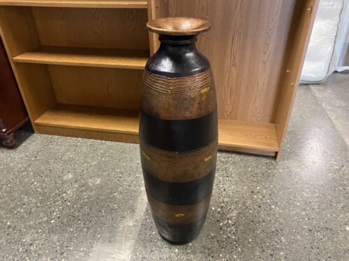 Large Black & Copper Painted Vase