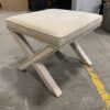 SAVAFAVIEH Badgley X Frame White Studded Ottoman
