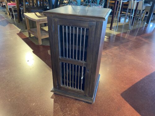Vintage Wood Wine Rack with Key