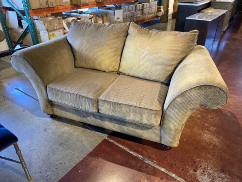 Transitional Style Loveseat with Rolled Arms