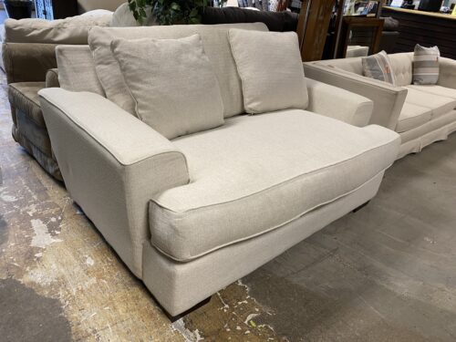 Plush White Down Filled Loveseat