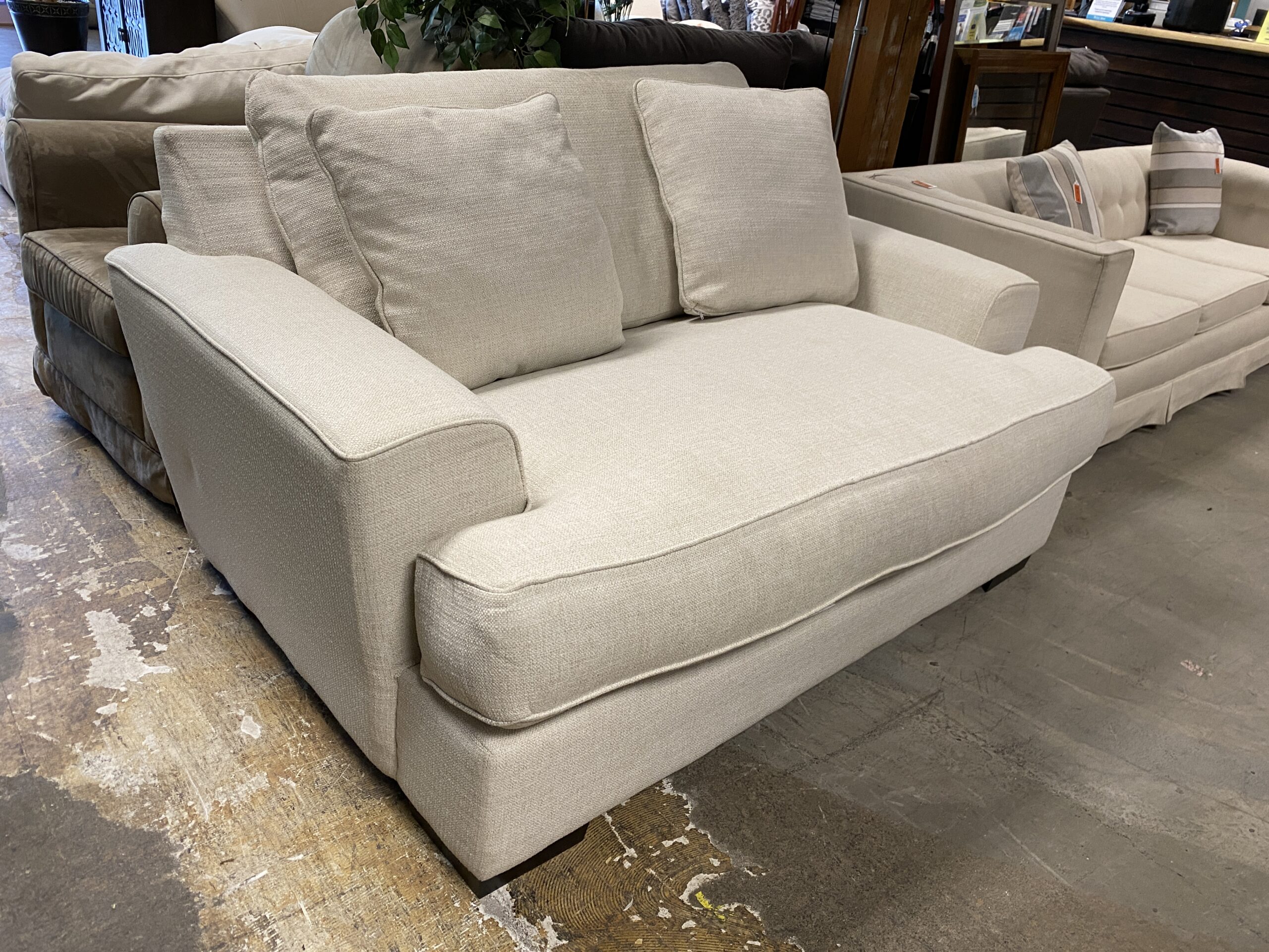 Plush White Down Filled Loveseat