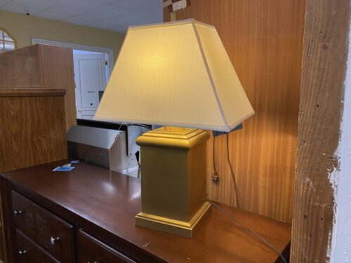 Square Brass Table Lamp w/ Rectangular Shade
