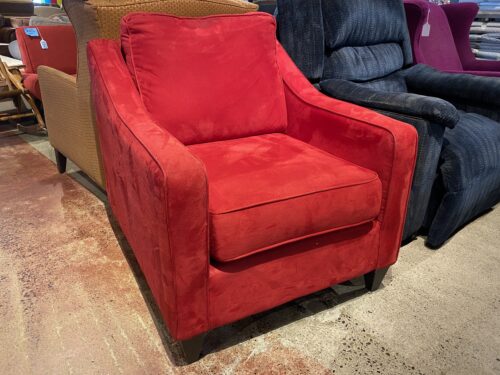 Vibrant Crimson Faux Suede Armchair