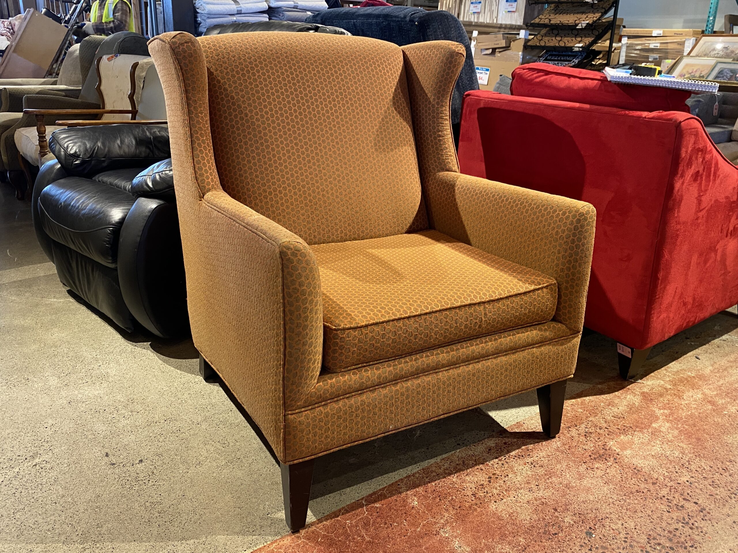 Modern Copper Honeycomb Wingback Armchair
