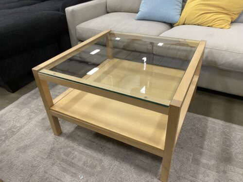 Sleek Modern Pine Glass Topped Coffee Table