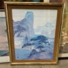 Leather and Gold Framed Blue Washed Mountains Print