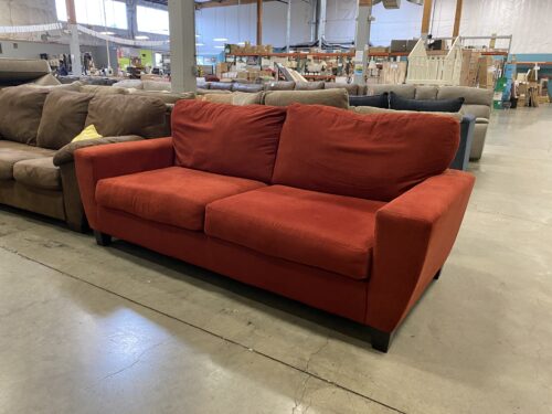 ASHLEY Red-Orange Square Frame Fabric Sofa