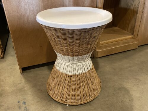Ikea Sandhaug Round Rattan Table w/ Steel Tray Top