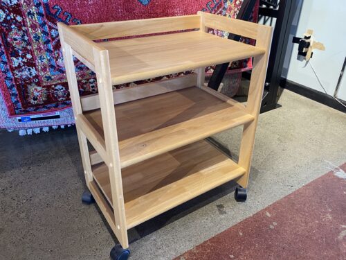APPLE 3-Tier Solid Wood Rolling Display Shelf