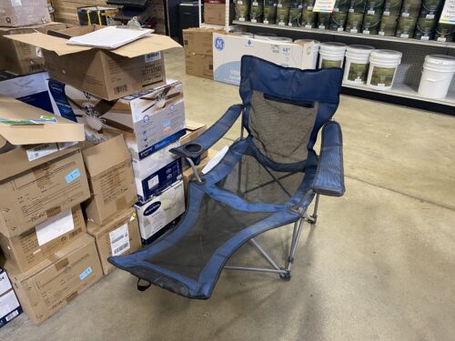 VEVOR Blue Mesh Camp Chair with Built-In Footrest