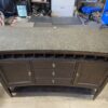 BASSETT Walnut Finished Green Marble Topped Wine Buffet