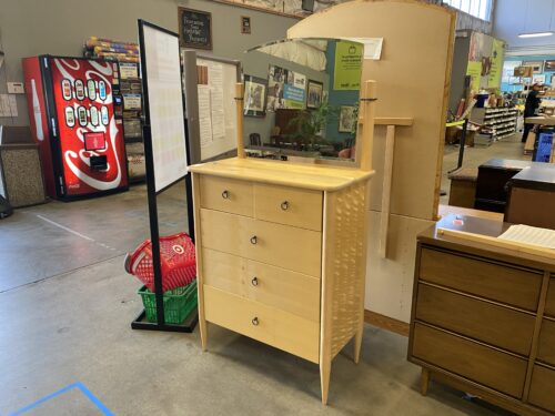 Rippling Grain Swivel Mirror Tallboy Dresser