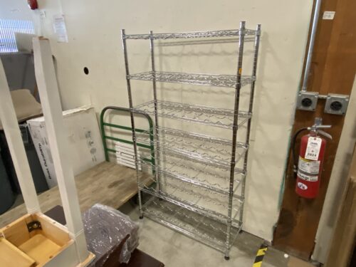Industrial Silver Metal Wine Rack