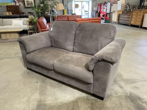 Plush Warm Stone Slope Armed Loveseat