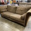 Vintage Style Wood Accented Brown Sofa