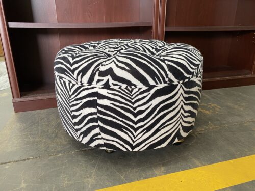 Rolling Zebra Print Ottoman