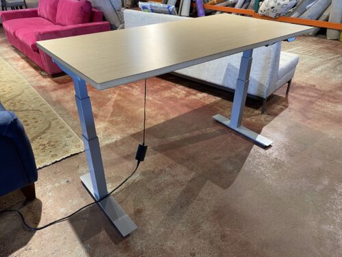 ISE Electric Rising Desk, Blonde & Grey