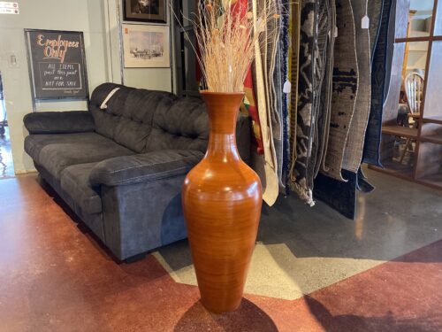 Tall Russet Wood Décor Vase