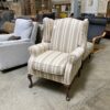 LAURA ASHLEY Purple and Yellow Pinstriped Wingback Chair