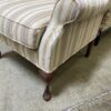 LAURA ASHLEY Purple and Yellow Pinstriped Wingback Chair